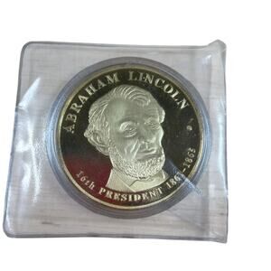 American Mint Presidential Dollar Trials Abraham Lincoln 24kt Gold Layered Coin